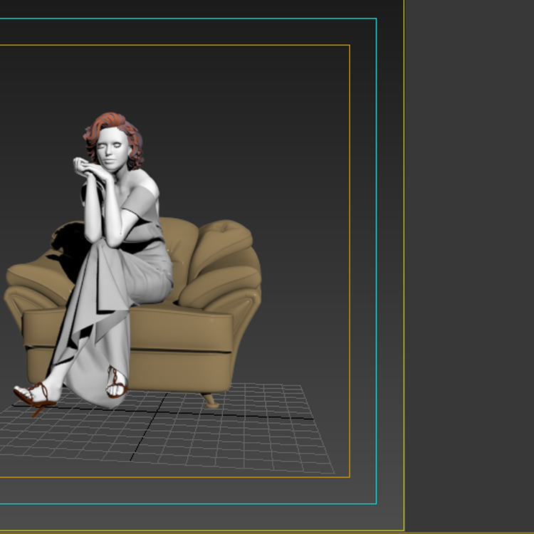 Schönes sitzendes Mädchen 3D-Modell Frau 0036